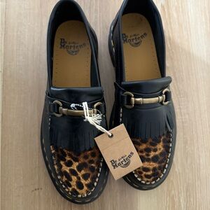 Dr. Martens Black and Leopard Loafers